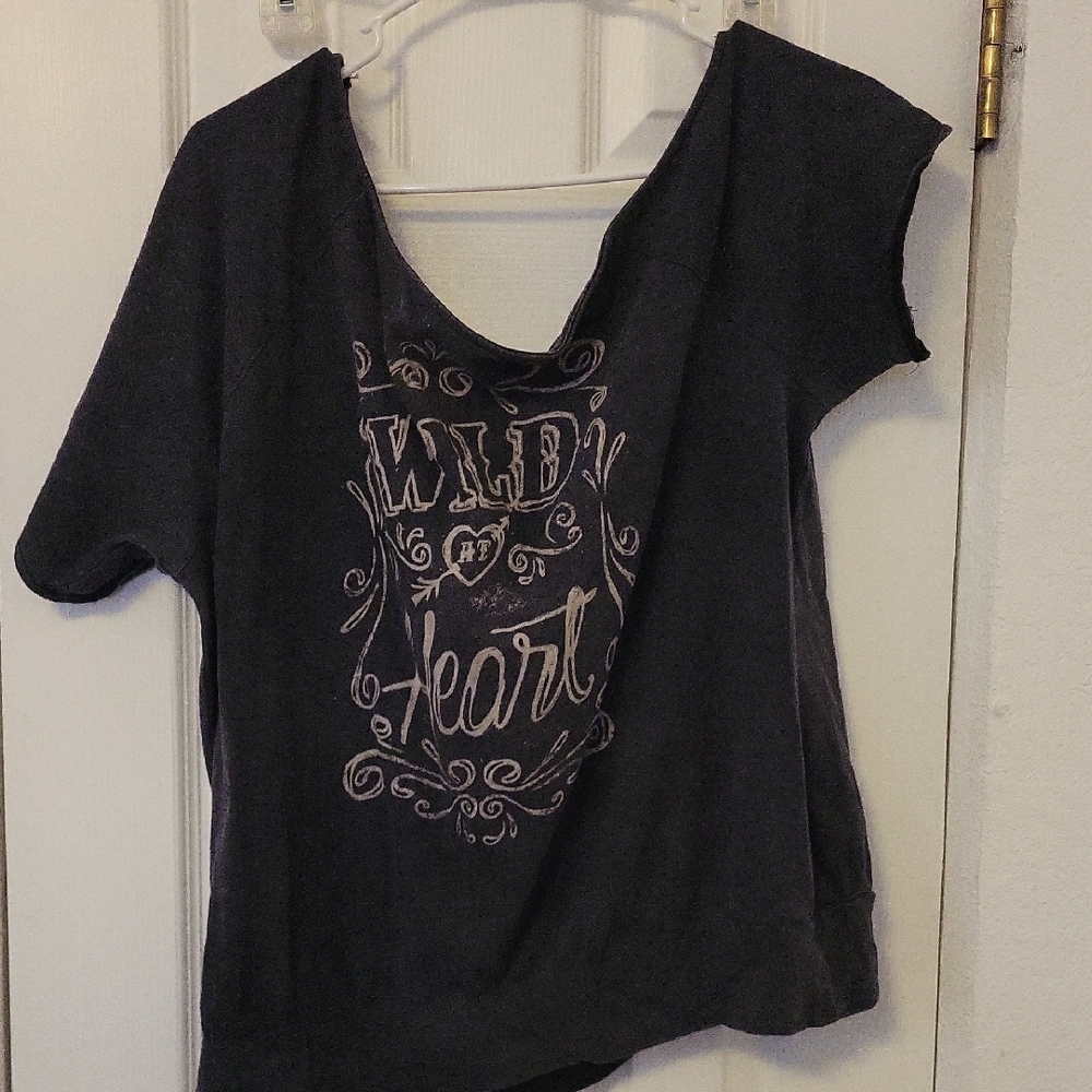 Black Graphic Tee with Heart Design